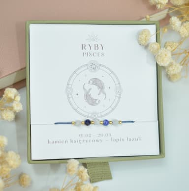 Bransoletka na ciemnoniebieskim sznurku nylonowym z białym kamieniem księżycowym i ciemnoniebieskim lapis lazuli